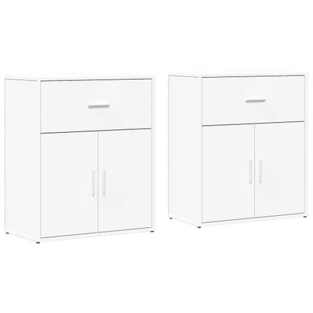 Buffets 2 pcs blanc 60x31x70 cm bois d'ingénierie