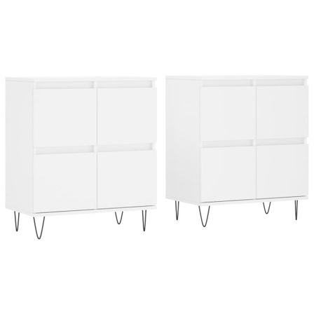 Buffets 2 pcs blanc bois d'ingénierie