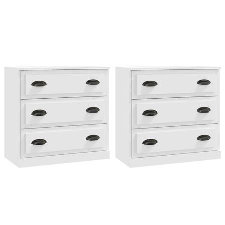 Buffets 2 pcs blanc bois d'ingénierie