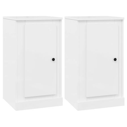 Buffets 2 pcs blanc brillant 37,5x35,5x67,5cm bois d'ingénierie