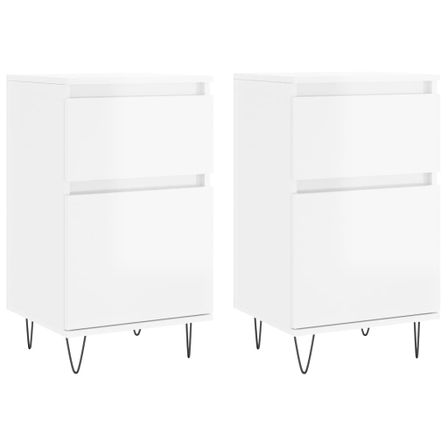Buffets 2 pcs blanc brillant 40x35x70 cm bois d'ingénierie