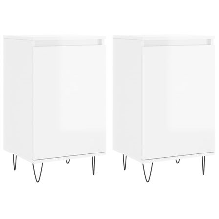 Buffets 2 pcs blanc brillant 40x35x70 cm bois d'ingénierie