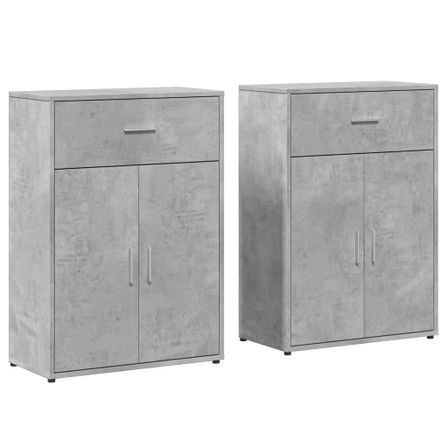 Buffets 2 pcs gris béton 60x30x84 cm bois d'ingénierie