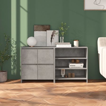 Buffets 2 pcs Gris béton Bois d'ingénierie 2