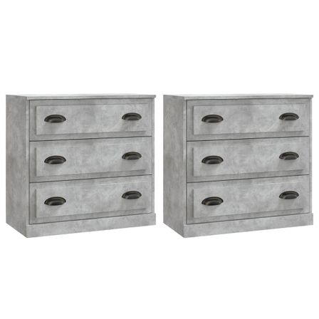 Buffets 2 pcs gris béton bois d'ingénierie