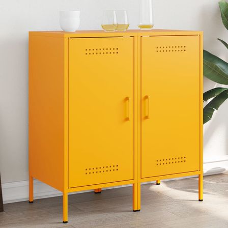 Buffets 2 pcs jaune moutarde 36x39x79 cm acier laminé à froid