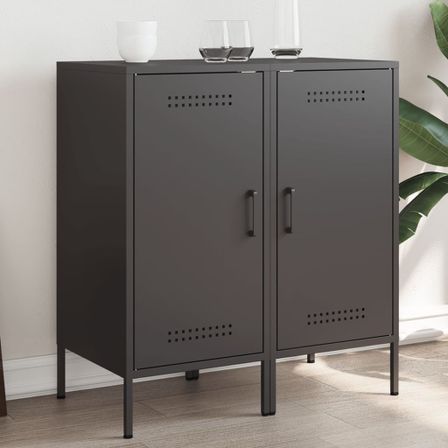Buffets 2 pcs noir 36x39x79 cm acier laminé à froid
