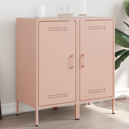 Buffets 2 pcs rose 36x39x79 cm acier laminé à froid