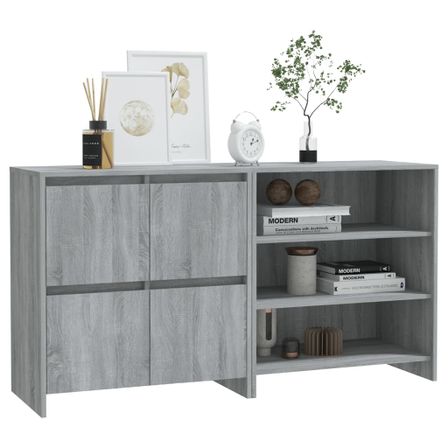 Buffets 2 pcs Sonoma gris Bois d'ingénierie 2