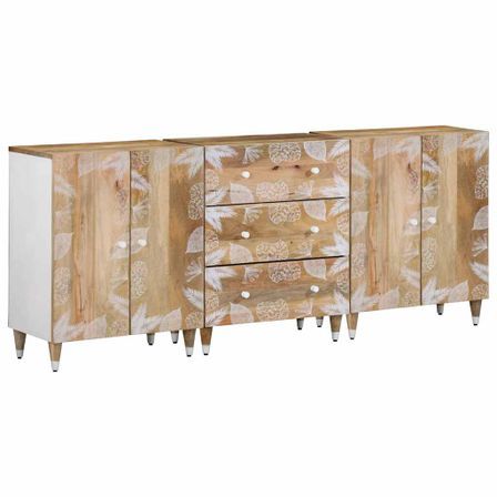 Buffets 3 pcs 60x33,5x75 cm bois de manguier massif