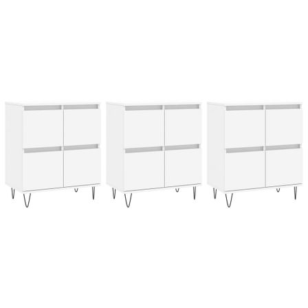 Buffets 3 pcs Blanc Bois d'ingénierie
