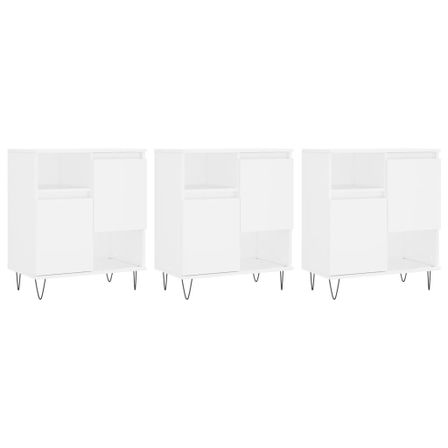Buffets 3 pcs Blanc Bois d'ingénierie
