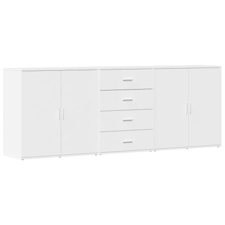 Buffets 3 pcs Blanc Bois d'ingénierie