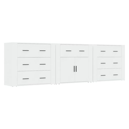 Buffets 3 pcs Blanc Bois d'ingénierie