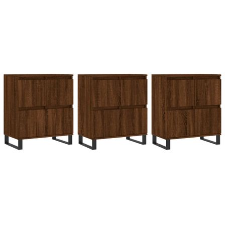 Buffets 3 pcs Chêne marron Bois d'ingénierie