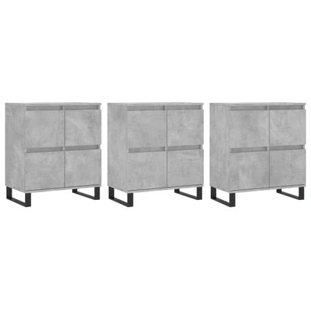 Buffets 3 pcs gris béton bois d'ingénierie