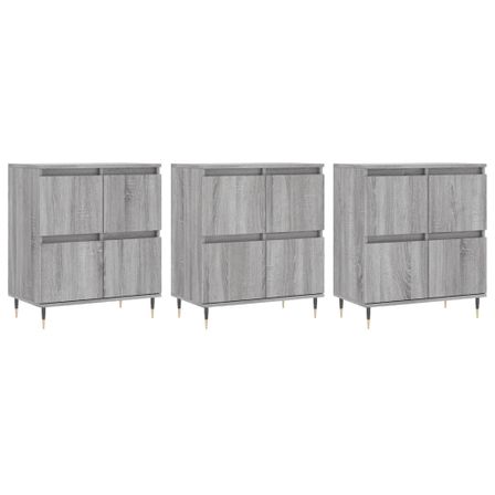 Buffets 3 pcs Sonoma gris Bois d'ingénierie