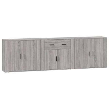 Buffets 3 pcs Sonoma gris Bois d'ingénierie