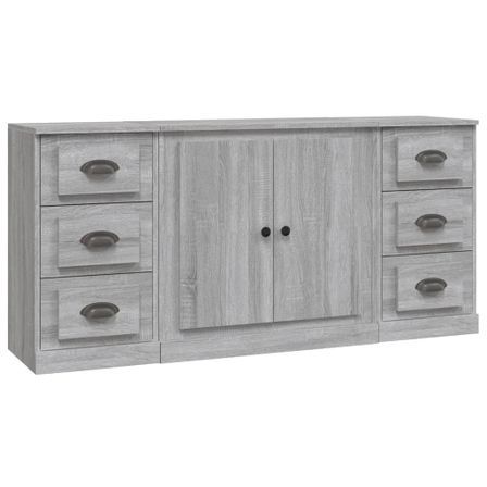 Buffets 3 pcs Sonoma gris Bois d'ingénierie