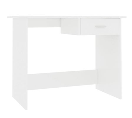 Bureau 1 tiroir bois blanc brillant Athena