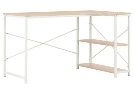 Bureau 2 étagères chêne clair et métal blanc Yavy