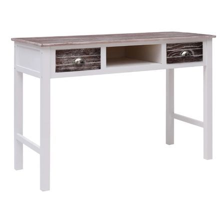 Bureau 2 tiroirs paulownia blanc et foncé Amatar