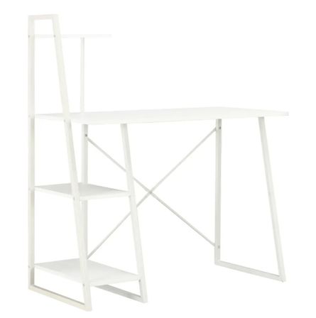 Bureau 4 étagères bois et métal blanc Rohan