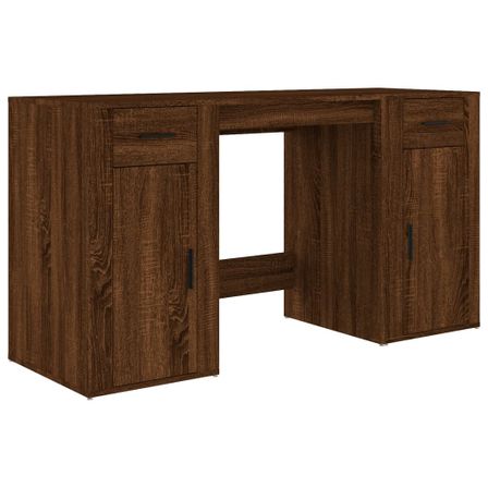Bureau avec armoire chêne marron bois d'ingénierie