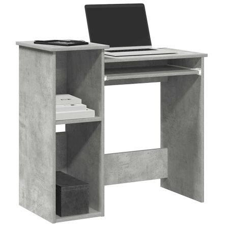 Bureau avec étagères gris béton 84x40x78 cm bois d'ingénierie