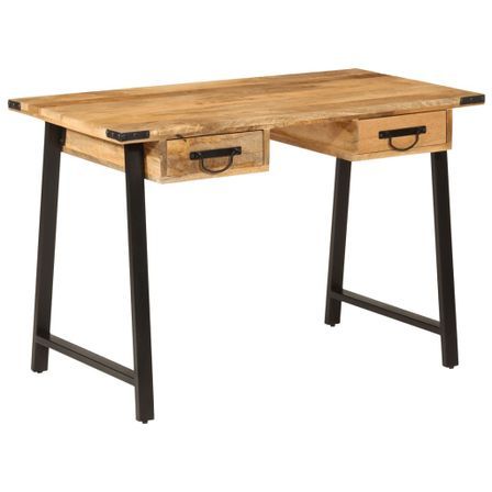 Bureau avec tiroirs 105x55x70 cm bois de manguier massif et fer