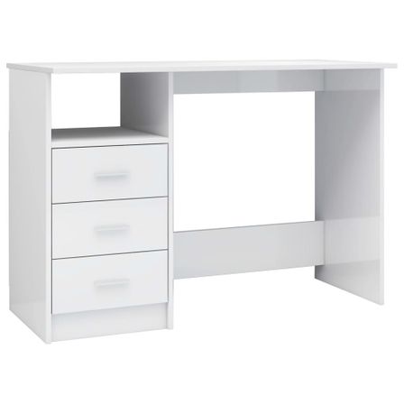 Bureau avec tiroirs Blanc brillant 110x50x76 cm