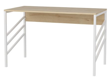 Bureau bois chêne clair et métal blanc Ranko 120 cm