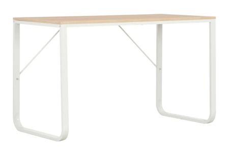 Bureau bois clair et métal blanc Jorka