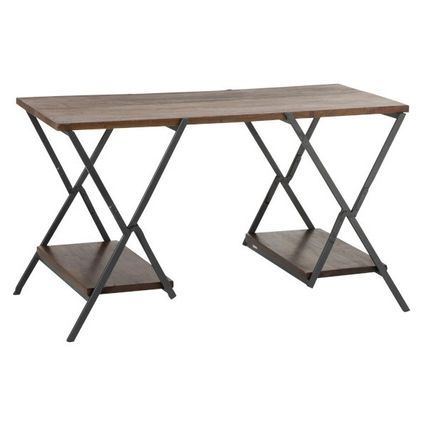 Bureau bois foncé et pieds métal noir Cintee