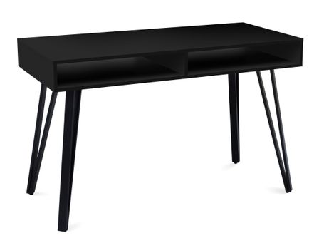 Bureau bois noir mat et pieds métal noir Rivare