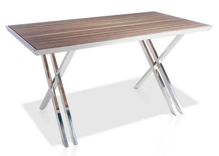 Bureau bois plaqué noyer et acier inoxydable Tudia