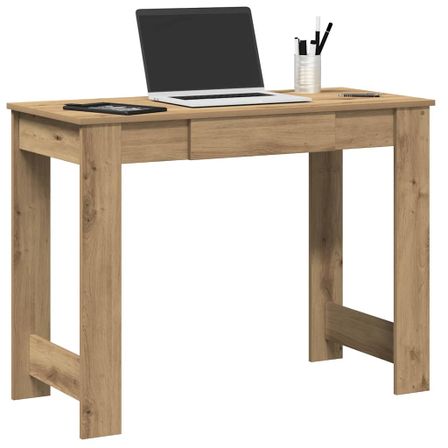 Bureau chêne artisanal 100x45x75 cm bois d'ingénierie