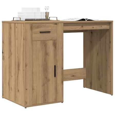Bureau chêne artisanal 100x49x75 cm bois d'ingénierie