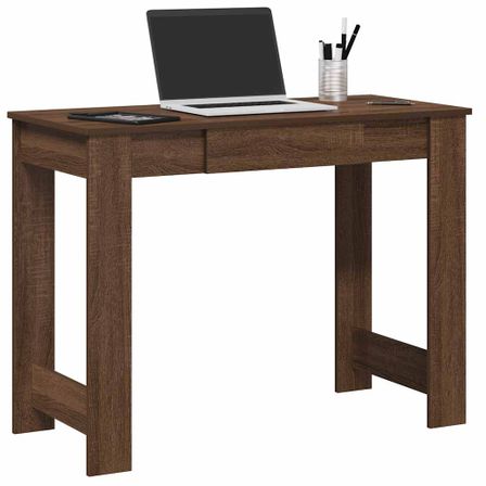 Bureau chêne marron 100x45x75 cm bois d'ingénierie