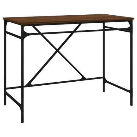 Bureau chêne marron 100x50x75 cm bois d'ingénierie et fer