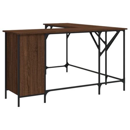 Bureau chêne marron 141x141x75 cm bois d'ingénierie