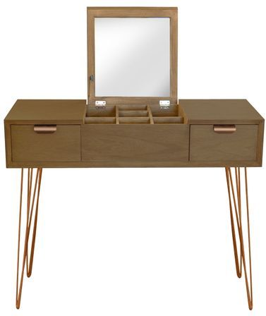 Bureau coiffeuse bois et métal or rose James