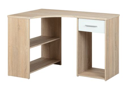 Bureau d'angle 1 tiroir bois mélaminé chêne clair Girosa