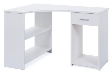 Bureau d'angle avec tiroir bois mélaminé blanc Girosa