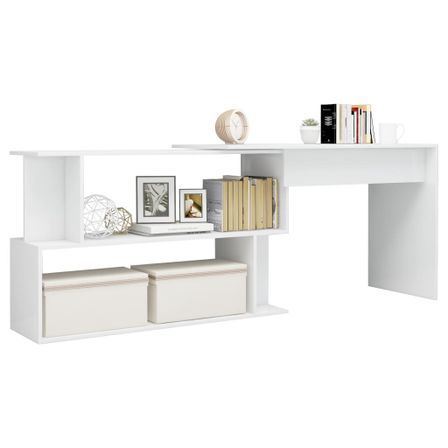 Bureau d'angle Blanc brillant 200x50x76 cm