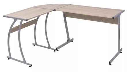 Bureau d'angle bois chêne clair et métal Saryel 152 cm