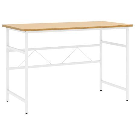 Bureau d'ordinateur Blanc/chêne clair 105x55x72 cm MDF et métal