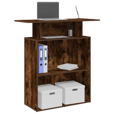 Bureau de réception chêne fumé 100x40x104 cm bois d'ingénierie