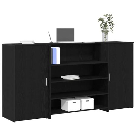 Bureau de réception chêne noir 200x50x103,5cm bois d'ingénierie