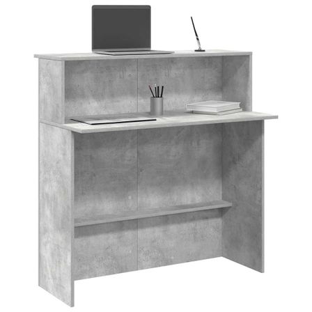Bureau de réception gris béton 100x50x103,5cm bois d'ingénierie